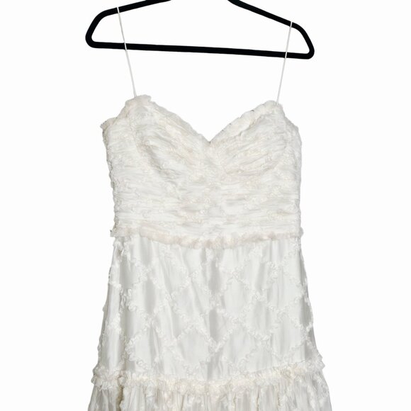Alexis Rasa Dress Natural Ivory Midi Tiered Fringe Size L - Picture 5 of 12